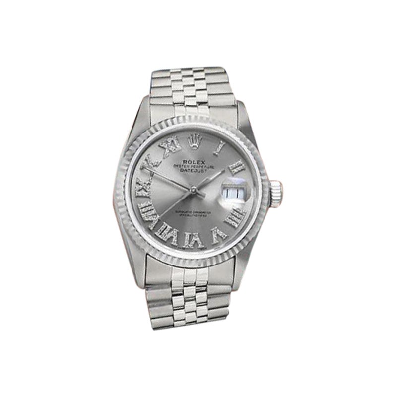Rolex 36mm Datejust S/S Esfera Plateada Diamante Números Romanos Correa Jubileo 16014