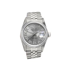 Used Rolex 36mm Datejust S/S Silver Dial Diamond Roman Numerals Jubilee Band 16014