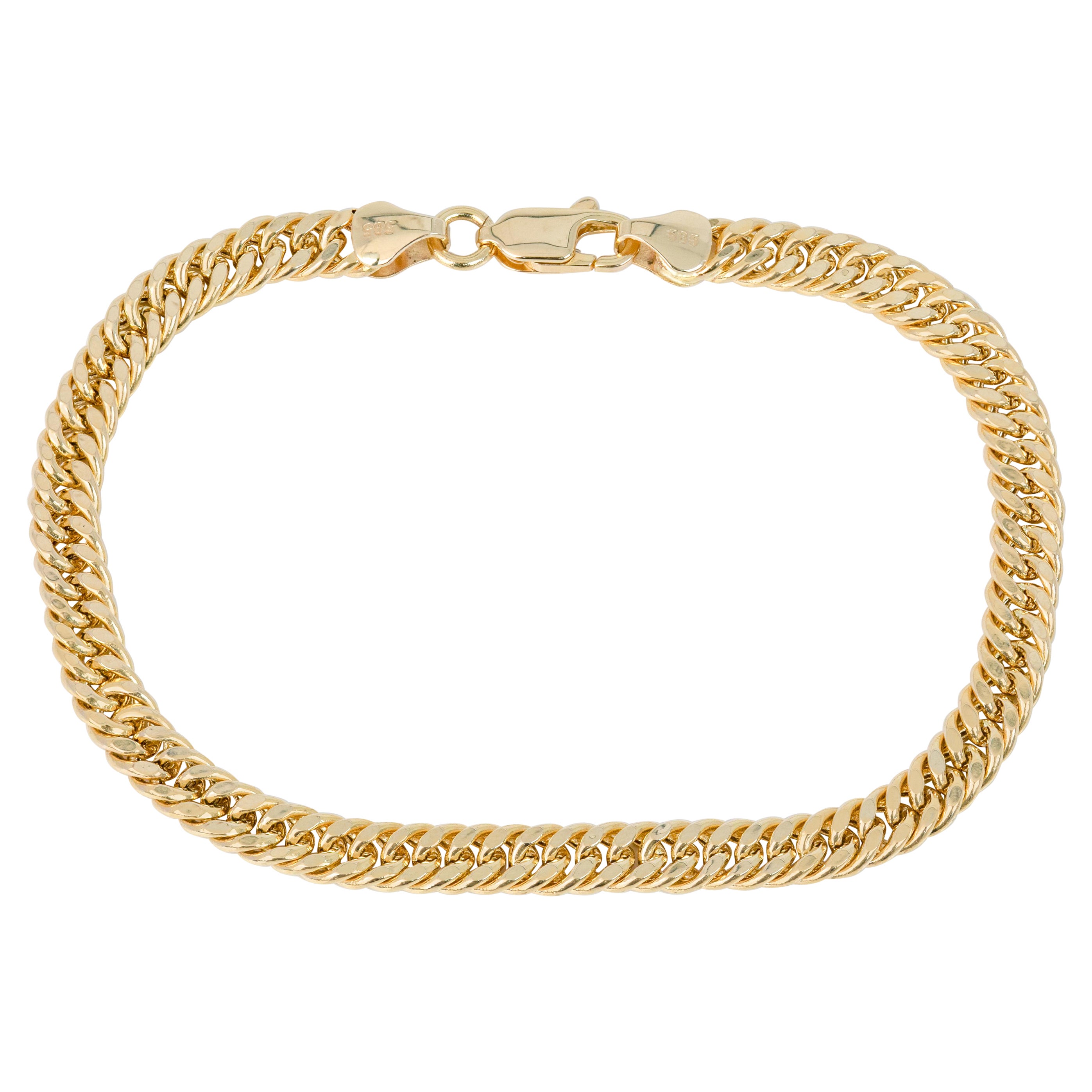 14k Gold Bracelet Cuban Link Gourmet Chain Bracelet For Sale at 1stDibs