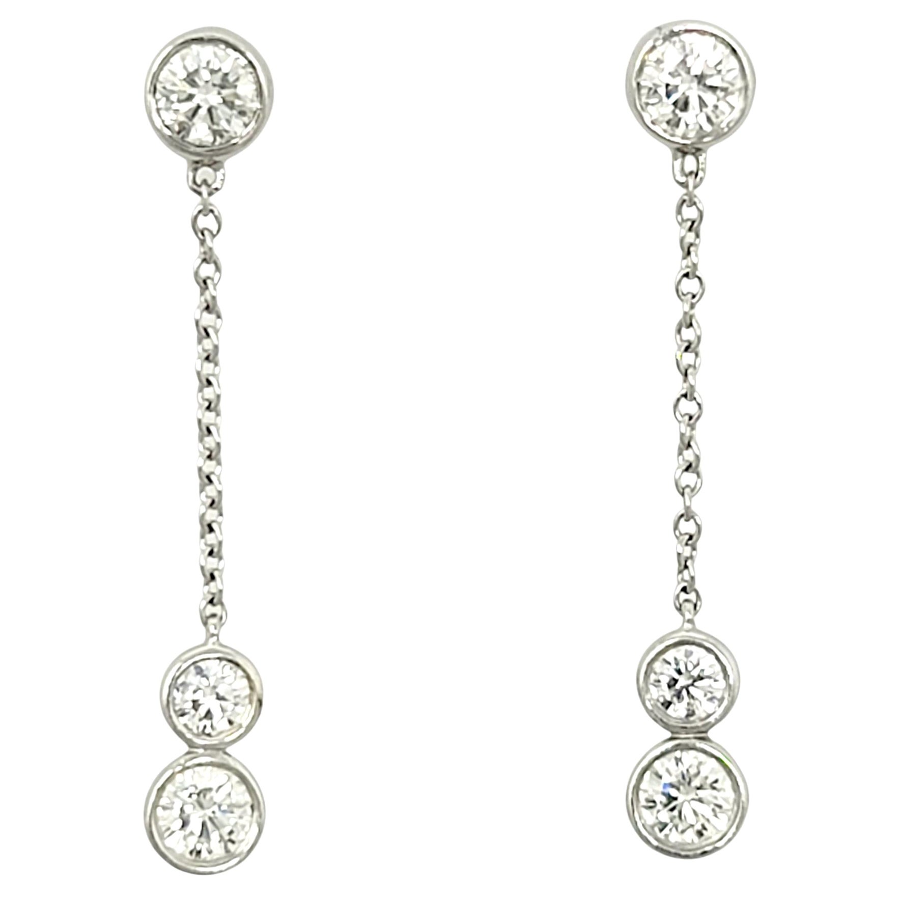 Elsa Peretti pour Tiffany & Co Pendants d'oreilles en diamants ronds « Diamonds By the Yard »