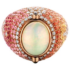 Bague cocktail en or rose de 2,70 carats, saphirs et diamants