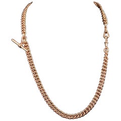 Antique 9k Rose Gold Albert Chain, Watch Chain, Necklace, Heavy