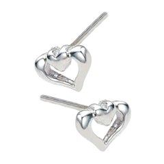 Charmed by a Cause Double Heart Stud Earrings White Gold