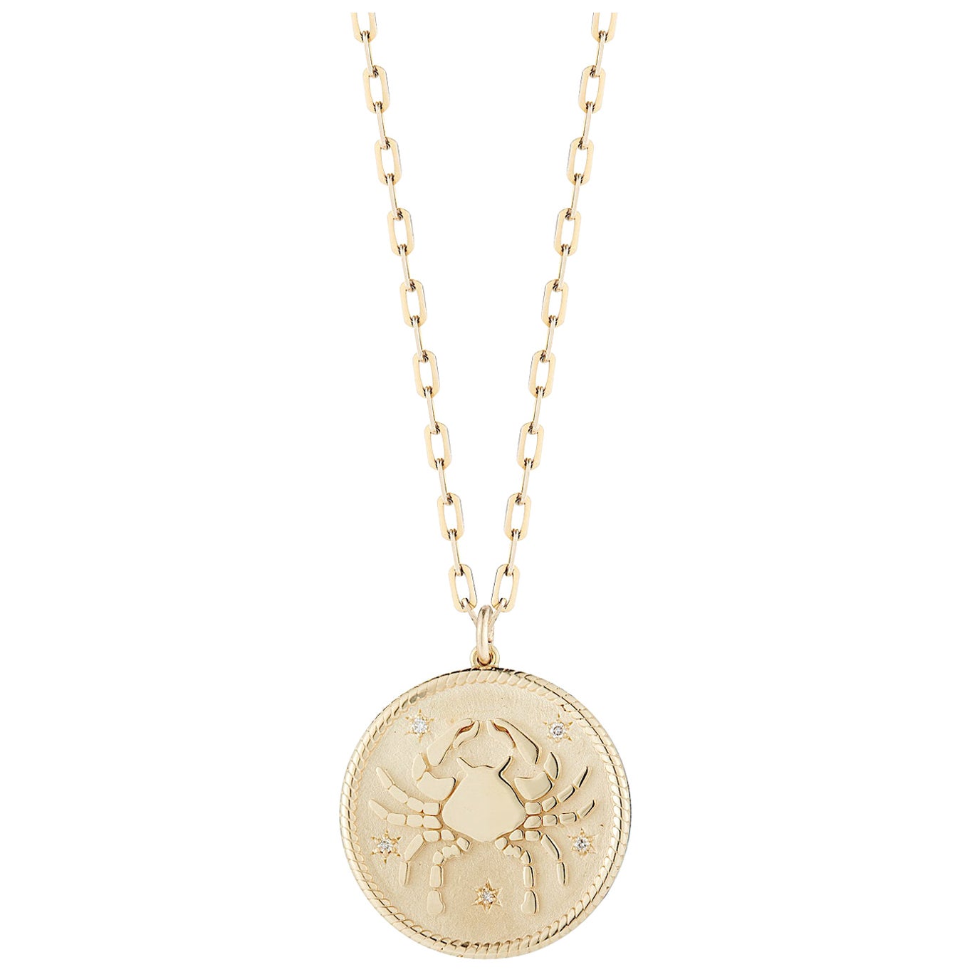 Garland Collection Diamond and Gold Cancer Zodiac Medallion For Sale