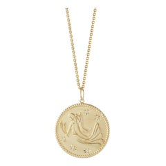 Garland Collection Diamond and Gold Virgo Zodiac Medallion