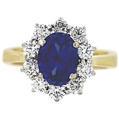 Classic Sapphire Diamond Gold Ring 6