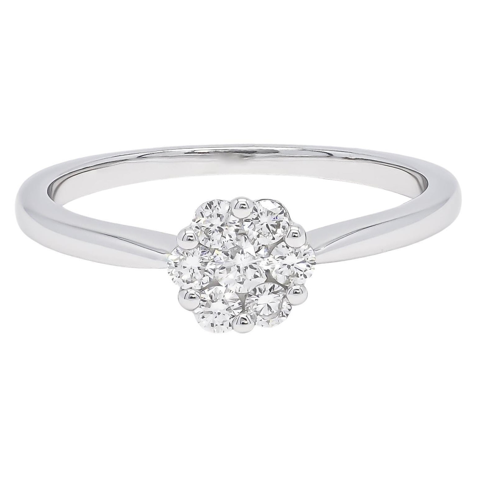 Diamantes naturales 0,55 quilates Anillo de compromiso clásico de oro blanco de 18 quilates