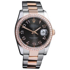 Rolex Datejust Two Tone Rose Watch Oyster Band Custom Diamond Bezel Watch 116231
