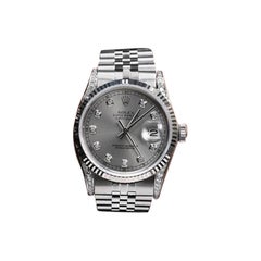 Rolex Datejust SS Grey Dial Classic + Lugs with Diamond Accent RT Watch