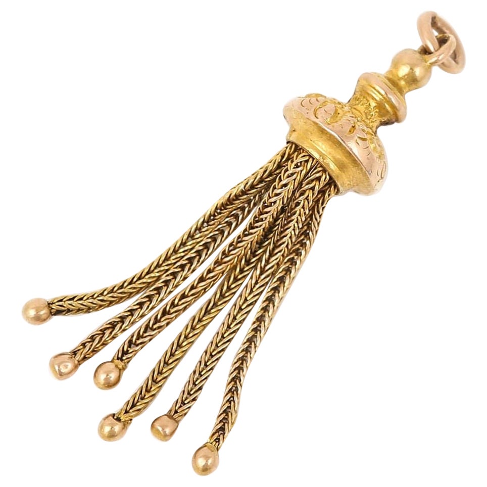 Victorian 9 Ct Yellow Gold Tassel Pendant Fob, Circa 1900