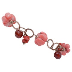 Bracelet en corail, cornaline, Retrò