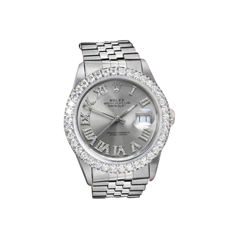 Rolex Montre Datejust avec lunette en diamants et cadran en nacre blanche 16014 en vente