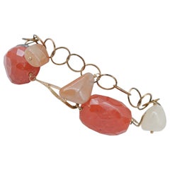 Vintage Carnelian, Moonstones, Retrò Bracelet.