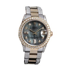 Rolex Black Pearl 8+2 traccia Datejust Bicolore Oro 18K + SS + Diamanti laterali