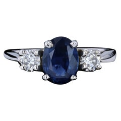 Vintage Oval Cut Sapphire and Diamond Ring