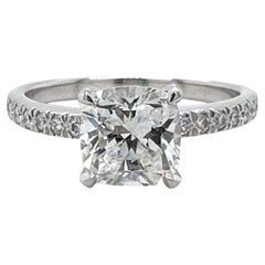 Tiffany & Co. Novo 1.47 Tcw Cushion Diamond Eng Ring Pave Diamond Platinum Band