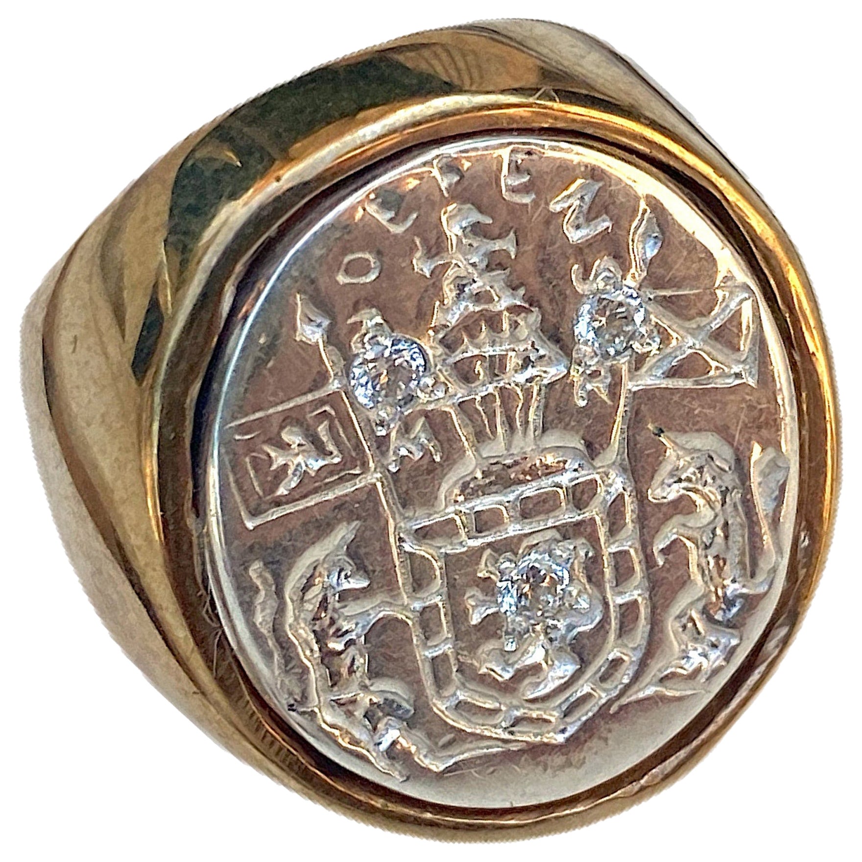 Siegelring mit Saphirkreuz aus Sterlingsilber und Bronze, Unisex J Dauphin