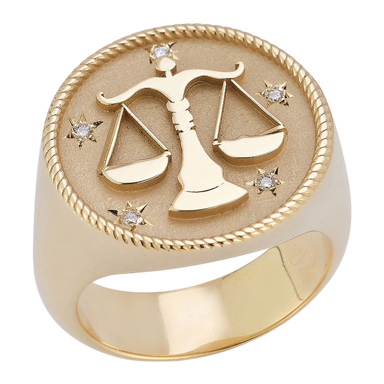 En venta: Anillo de sello del zodiaco Garland Collection