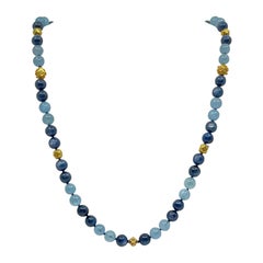 Aquamarine, Kyanite & 18K Gold Necklace