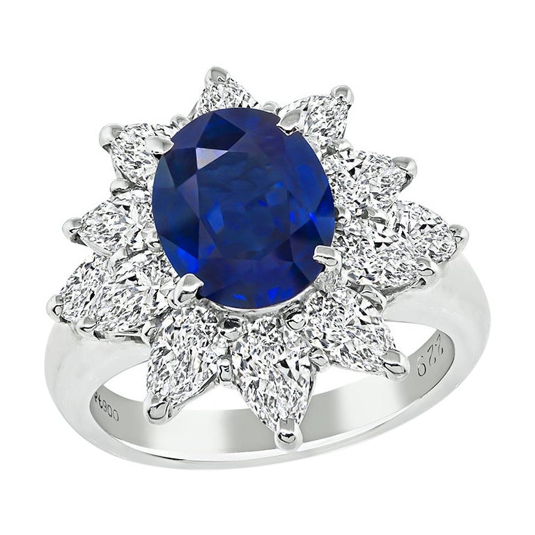 2.29ct Sapphire 1.82ct Diamond Engagement Ring For Sale