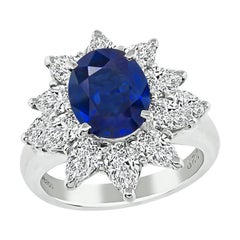 Vintage 2.29ct Sapphire 1.82ct Diamond Engagement Ring
