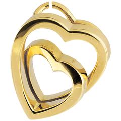 Retro Cartier Interlace Gold Heart Pendant 