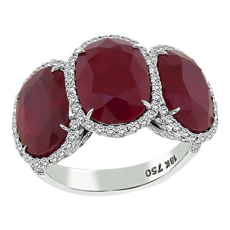 GAL Certified 12.18ct Ruby 1.00ct Diamond Ring For Sale
