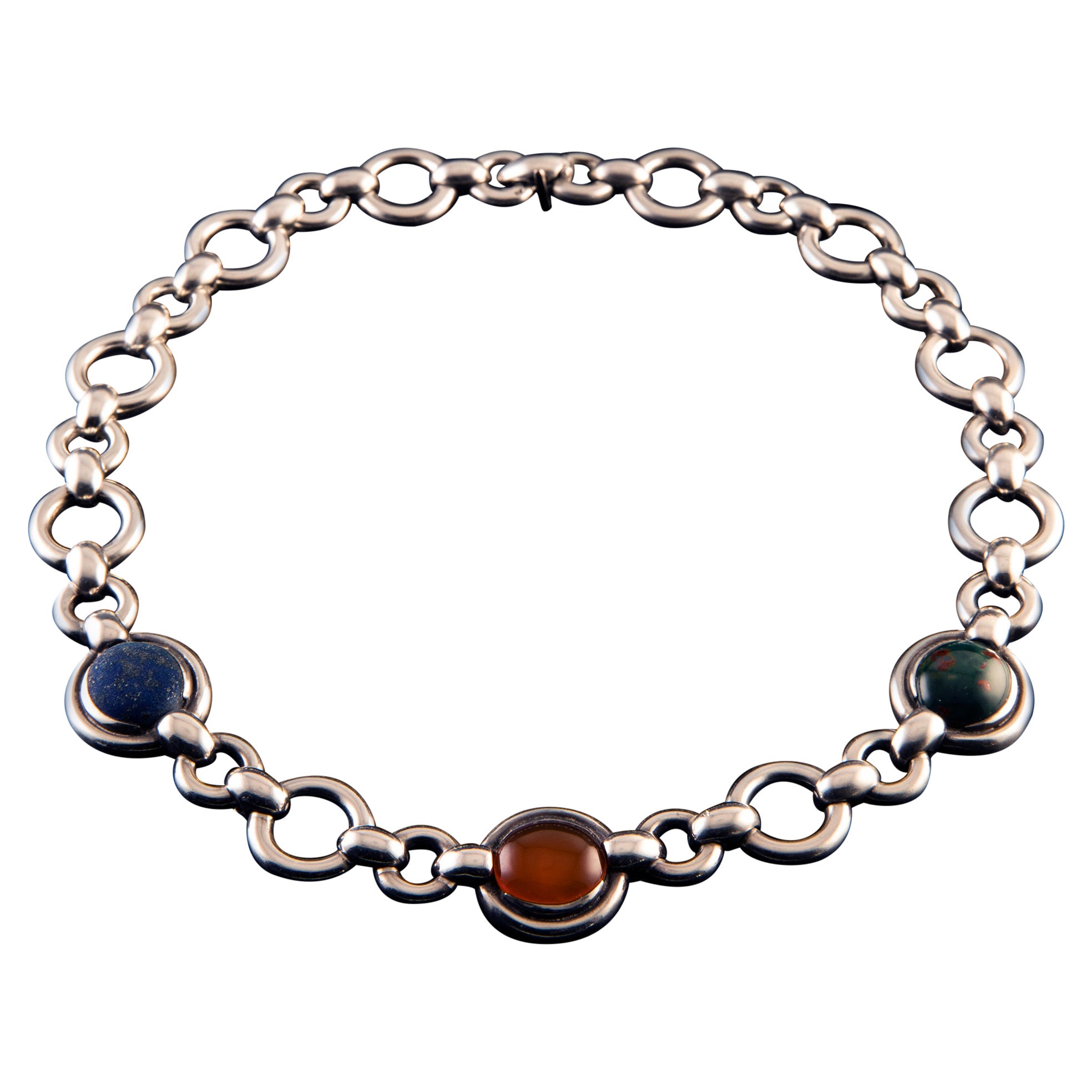 Hermès Silver Collier with "Cabochon" Stones For Sale