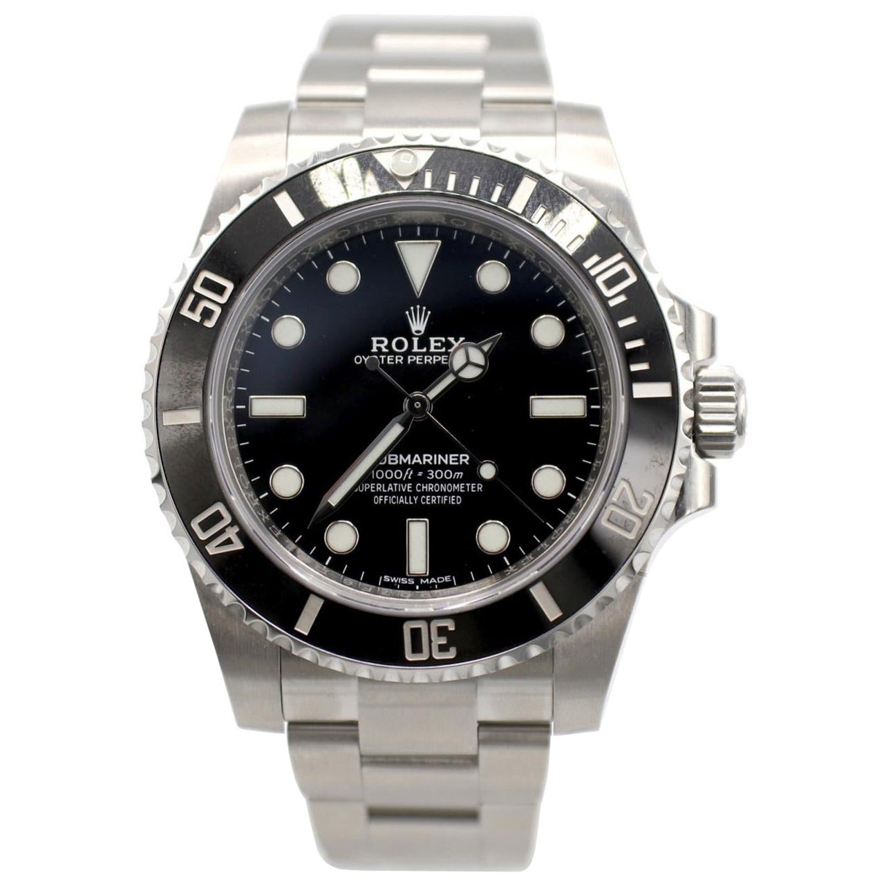 Rolex Submariner Stainless Steel No Date Reference 114060 Watch For Sale