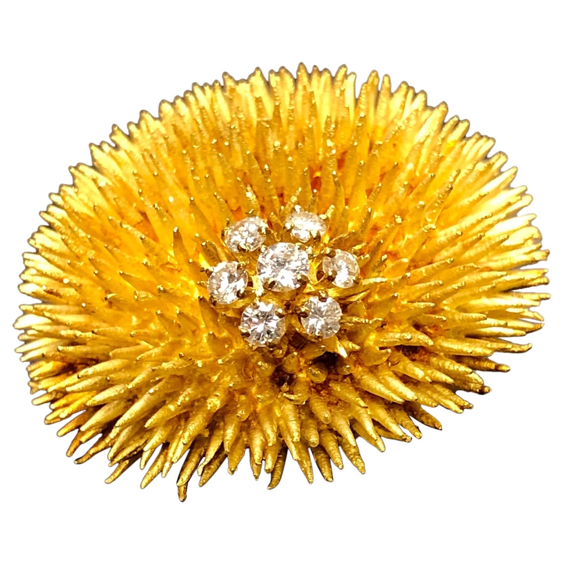 Tiffany & Company Vintage Large Diamond Sea Urchin Brooch For Sale