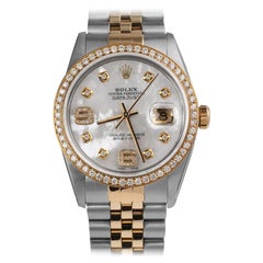 Rolex Oyster Perpetual Datejust Diamond Bezel White MOP Dial Diamond 6 & 9 Watch