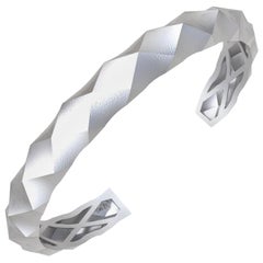 Platinum Concave Rhombus Unisex Cuff Bracelet