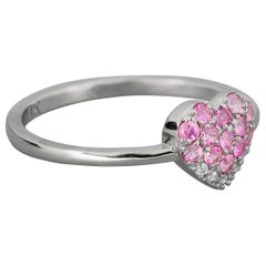 Heart Shaped Gold Ring with Pink Sapphires