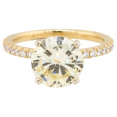 Bague de fiançailles en or 18 carats avec diamants ronds brillants de 3,29 carats, en stock