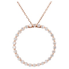 1.50 Carat Diamond Pave Large Ring Pendant Necklace 14 Karat in Stock