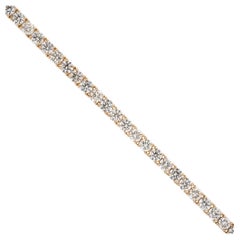 13.03 Carat Round Cut Diamond Tennis Bracelet 14 Karat in Stock