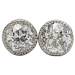 Art Deco Bezel Set .40 Carat Diamond Platinum Stud Earrings