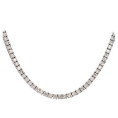 8.50 Carat Round Cut Diamond 18 in Tennis Necklace 14 Karat in Stock