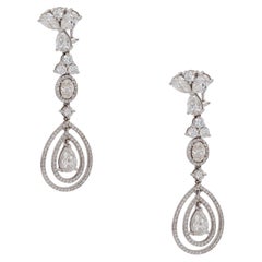 12.68 Carat Multi Shape Diamond Dangle Drop Earrings 18 Karat in Stock
