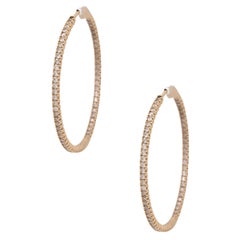 2 Carat Diamond Pave Inside Out Hoop Earrings 14 Karat in Stock