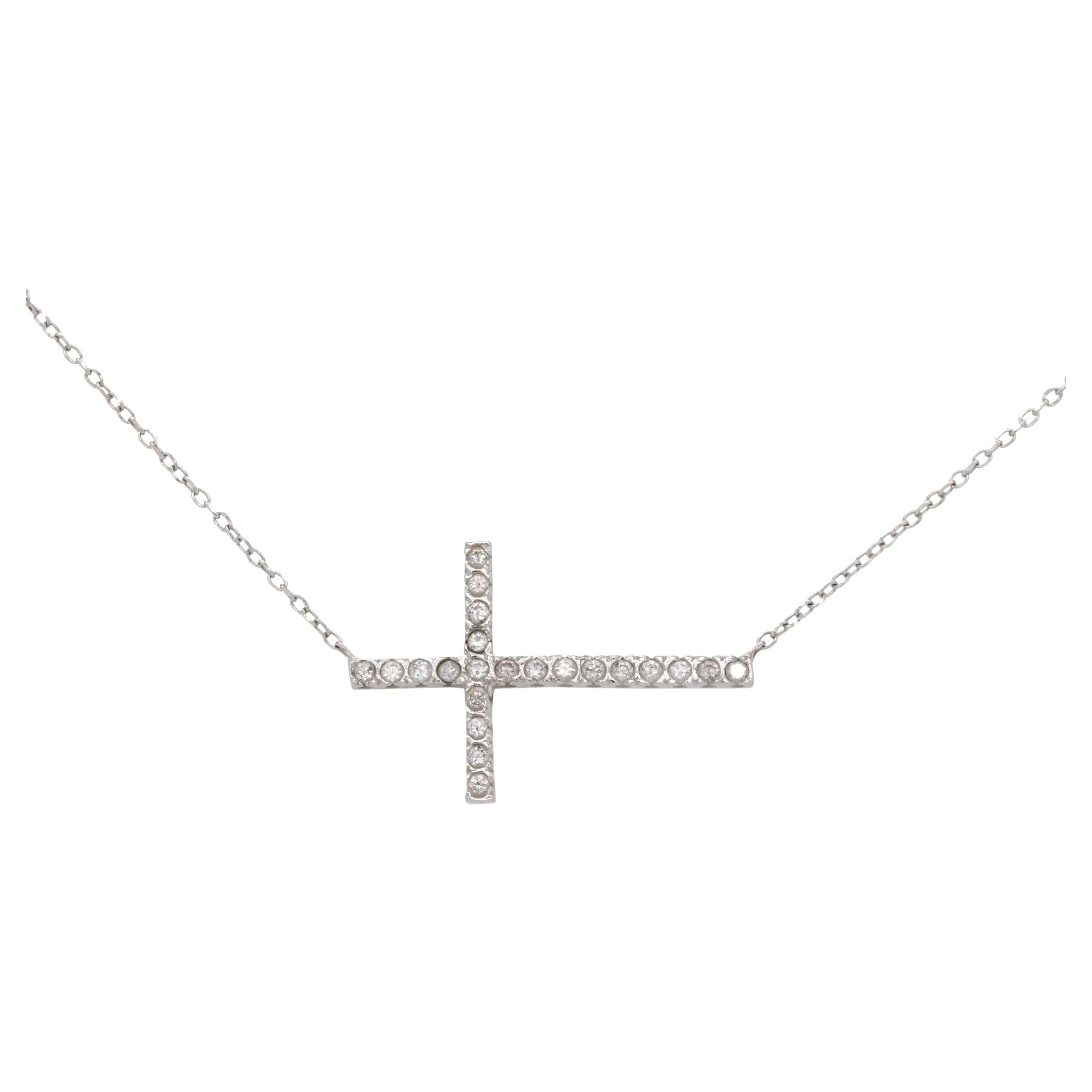 KC Designs Collier croix en or 14 carats avec diamants 0,19 carat