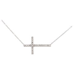 KC Designs 0.19 Carat Diamond Sideway Cross Necklace 14 Karat In Stock