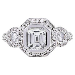 GIA Certified 1.03 Carat Emerald Cut Diamond Engagement Ring