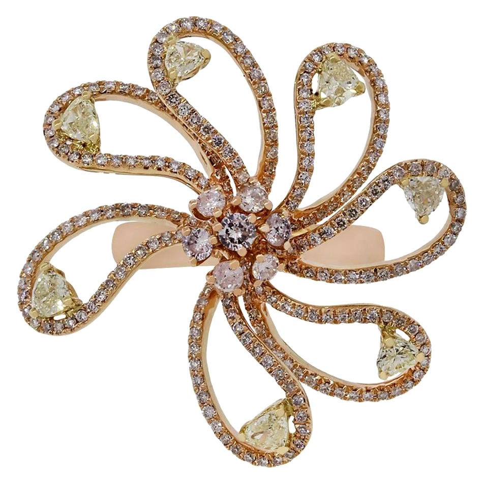 Illusion Pie Cut Fancy Yellow Diamond Ring For Sale at 1stDibs | pie ...