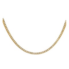 9.02 Carat Diamond Tennis Necklace 14 Karat in Stock