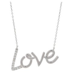 0,10 Karat Diamant-Halskette „Love“ mit Anhänger aus 14 Karat, auf Lager