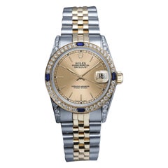 Women's Rolex Datejust Two Tone Jubilee Champagne Index Dial Watch 68273