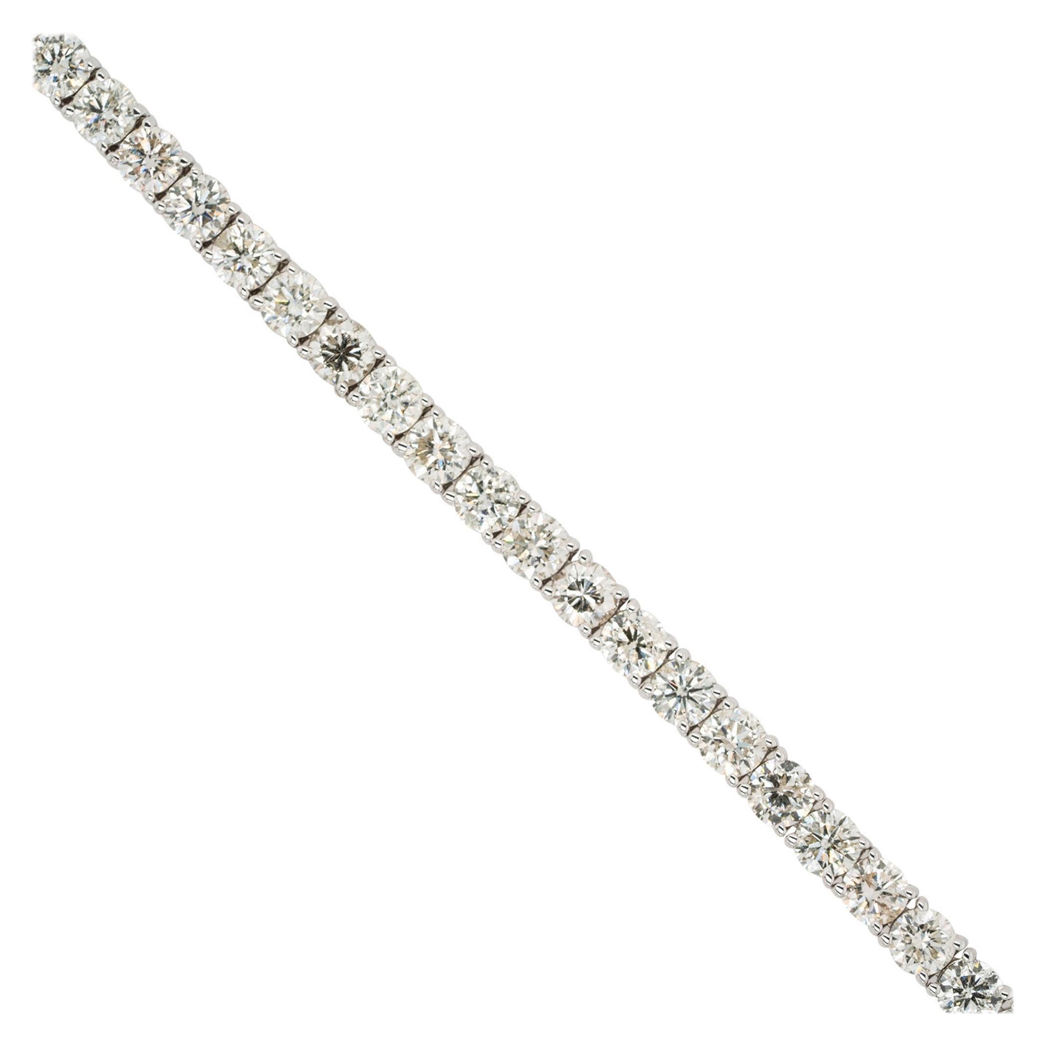 Bracelet tennis en or 14 carats avec diamants ronds de 12,1 carats