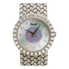 Piaget 9190d2 18k White Gold Mother of Pearl Opal Diamond Ladies Watch