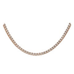 11.21 Carat Diamond Tennis Chain Necklace 14 Karat in Stock